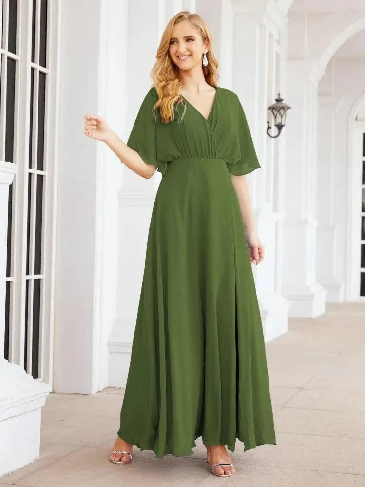 Numbersea V-Neck Bridesmaid Dress Chiffon Long Open Back Formal Dresses for Women Party Evening 28067 - Image 19