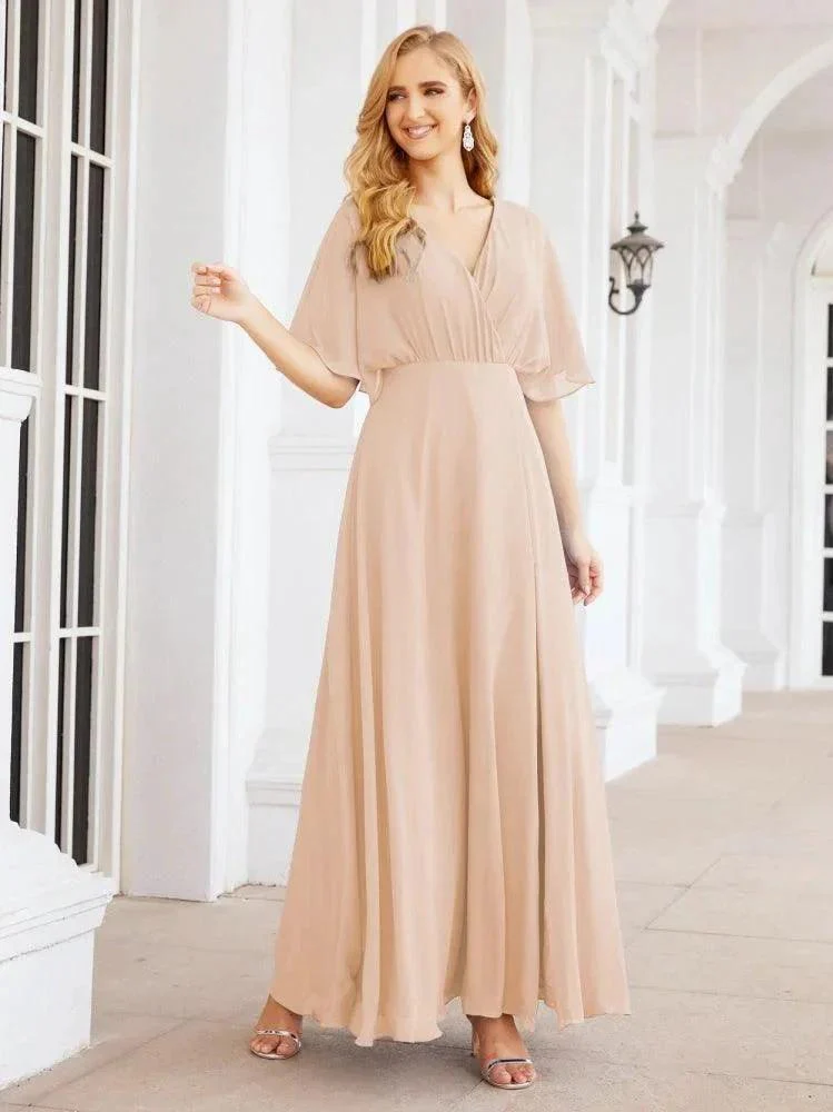 Numbersea V-Neck Bridesmaid Dress Chiffon Long Open Back Formal Dresses for Women Party Evening 28067 - Image 22