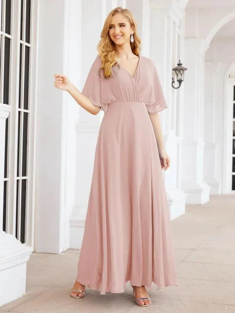 Numbersea V-Neck Bridesmaid Dress Chiffon Long Open Back Formal Dresses for Women Party Evening 28067 - Image 25