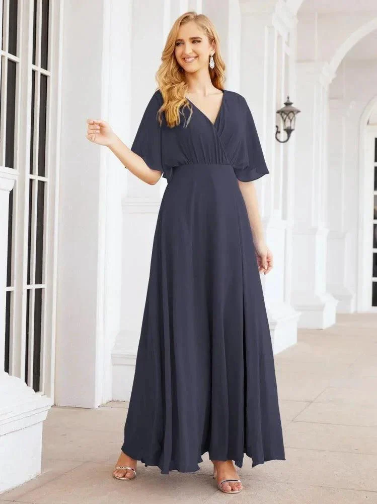 Numbersea V-Neck Bridesmaid Dress Chiffon Long Open Back Formal Dresses for Women Party Evening 28067 - Image 52