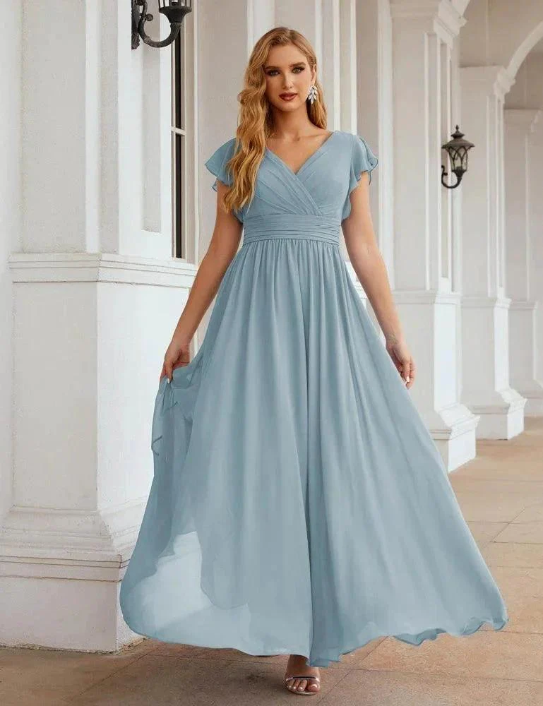 Numbersea V-Neck Bridesmaid Dress Floor Length Backless Formal Evening Dress 28024 - Image 13