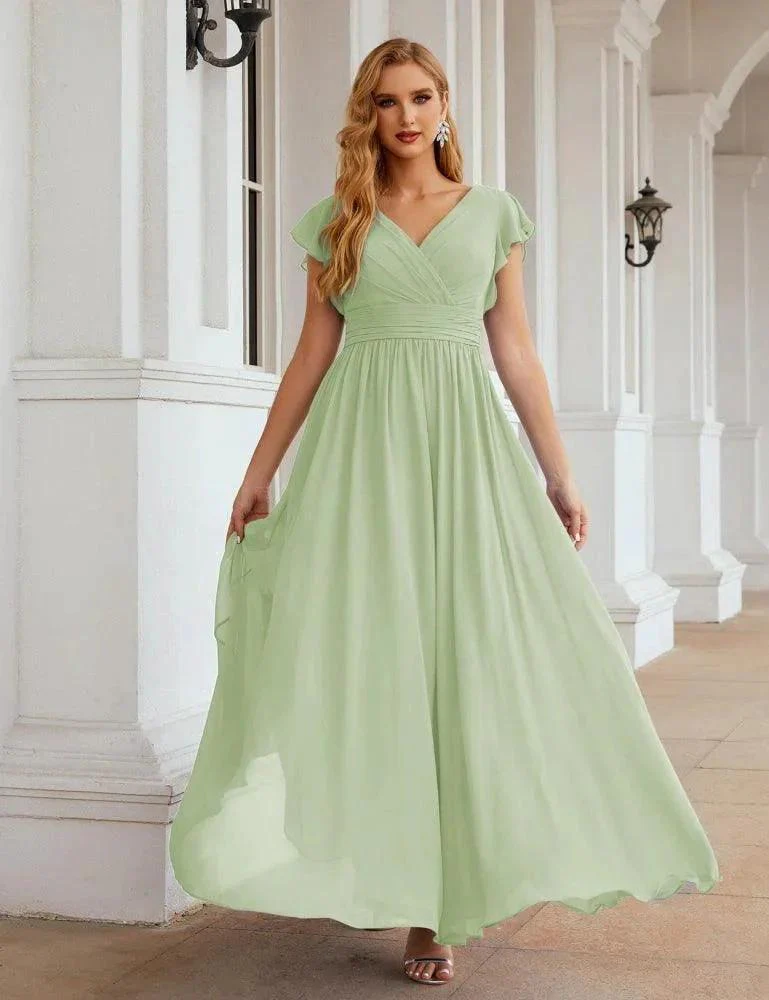 Numbersea V-Neck Bridesmaid Dress Floor Length Backless Formal Evening Dress 28024 - Image 17