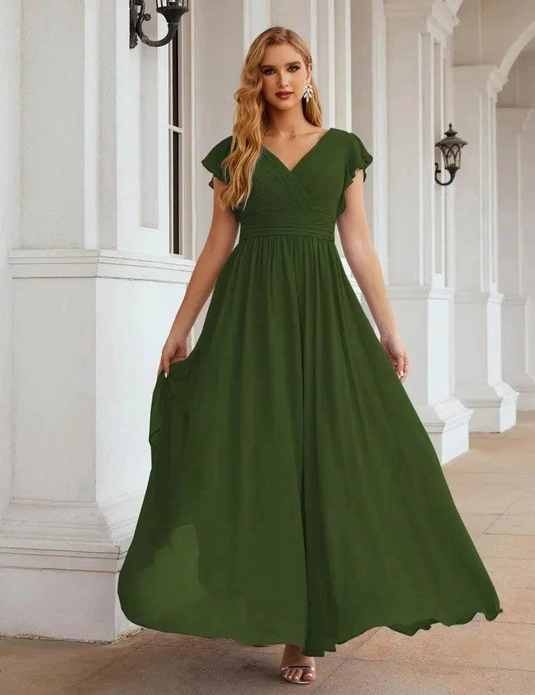 Numbersea V-Neck Bridesmaid Dress Floor Length Backless Formal Evening Dress 28024 - Image 25