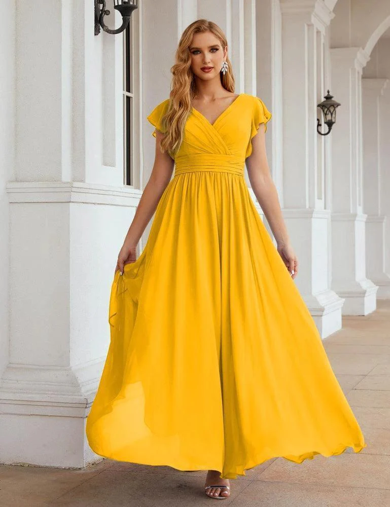 Numbersea V-Neck Bridesmaid Dress Floor Length Backless Formal Evening Dress 28024 - Image 5
