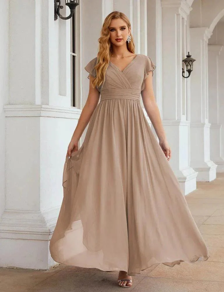 Numbersea V-Neck Bridesmaid Dress Floor Length Backless Formal Evening Dress 28024 - Image 93