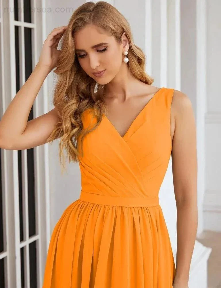 Numbersea V-Neck Bridesmaid Dresses Chiffon Short Knee Length Formal Prom Gowns for Women Party Homecoming  SEA28062 - Image 10