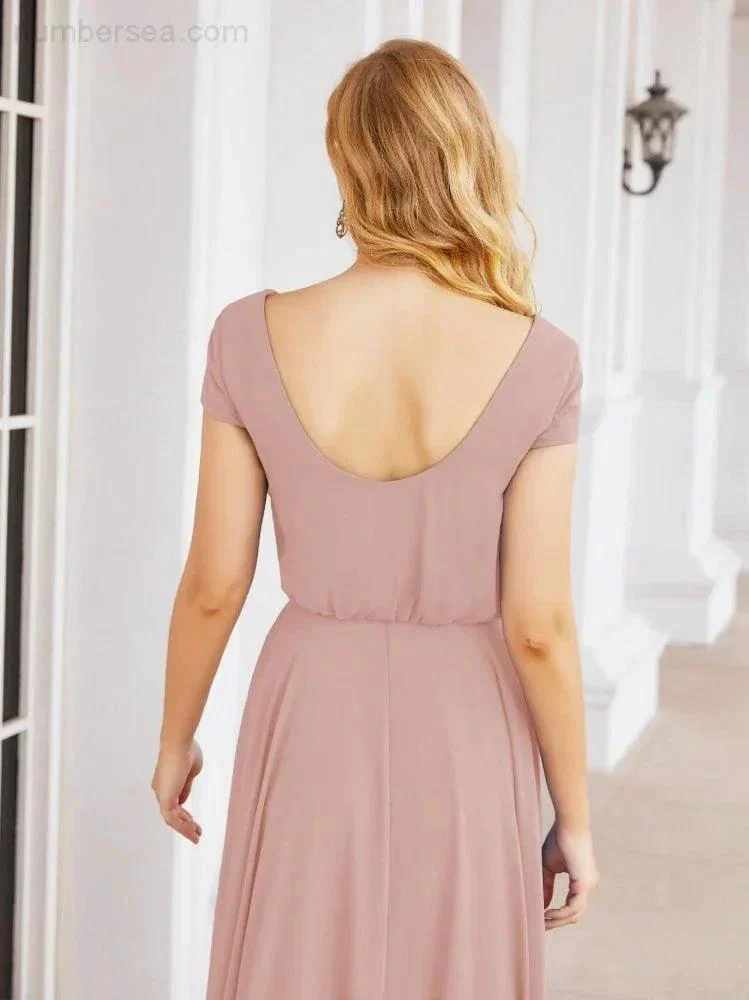 Numbersea V-Neck Bridesmaid Dresses Long Cap Sleeves Prom Evening Formal Gowns 28071 - Image 19