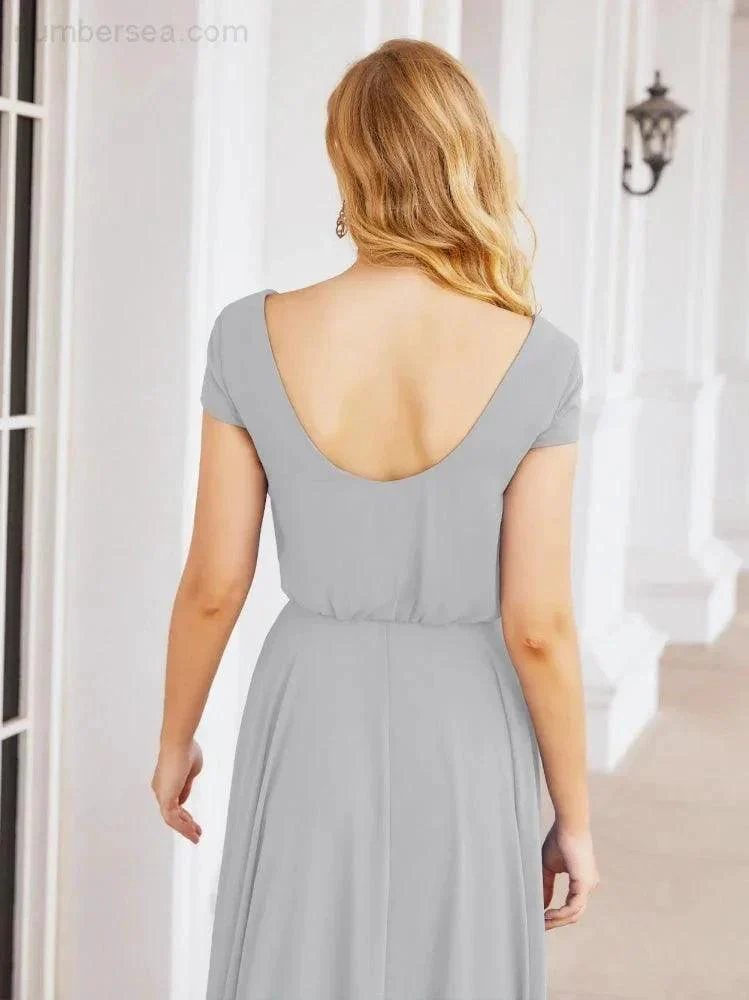 Numbersea V-Neck Bridesmaid Dresses Long Cap Sleeves Prom Evening Formal Gowns 28071 - Image 55
