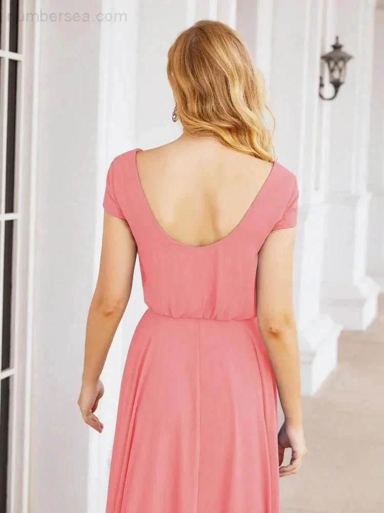 Numbersea V-Neck Bridesmaid Dresses Long Cap Sleeves Prom Evening Formal Gowns 28071 - Image 61