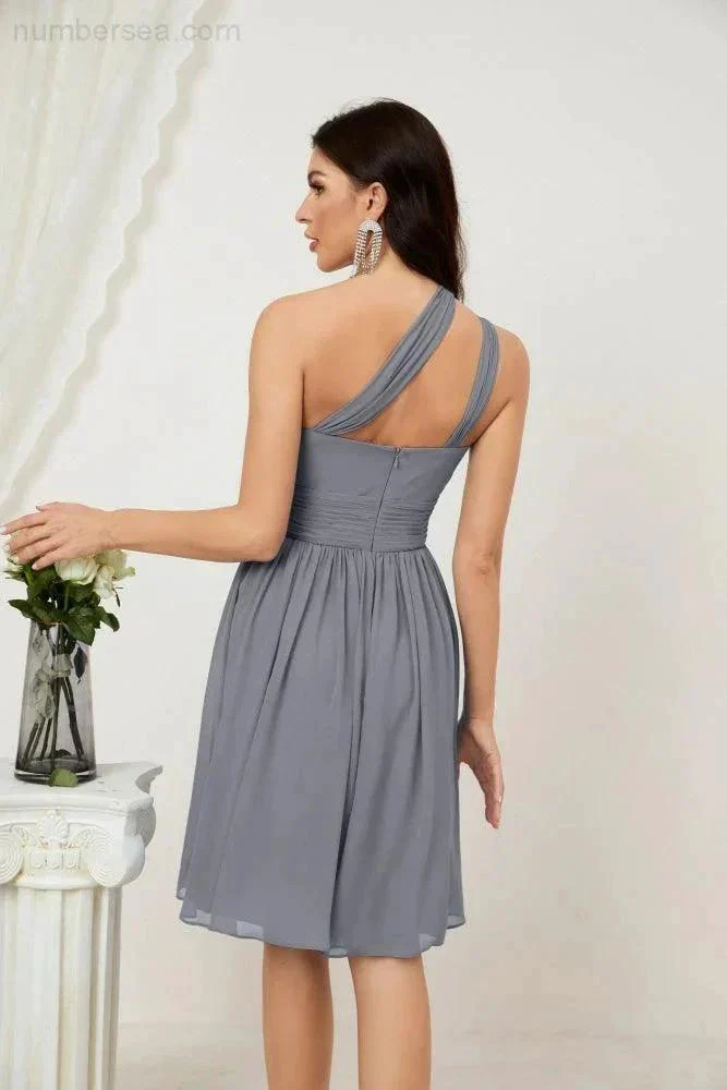 Numbersea Women Chiffon Short One Shoulder Bridesmaid Dress Formal Dresses for Party Homecoming  2804 - Image 10