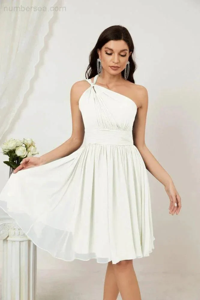Numbersea Women Chiffon Short One Shoulder Bridesmaid Dress Formal Dresses for Party Homecoming  2804 - Image 102