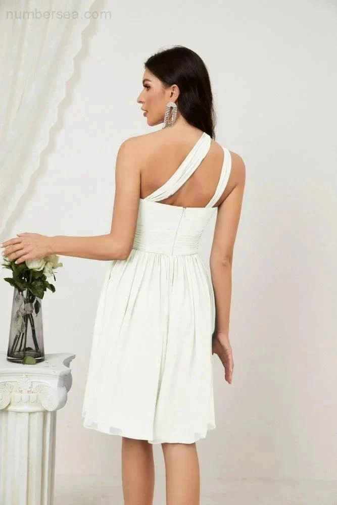 Numbersea Women Chiffon Short One Shoulder Bridesmaid Dress Formal Dresses for Party Homecoming  2804 - Image 103