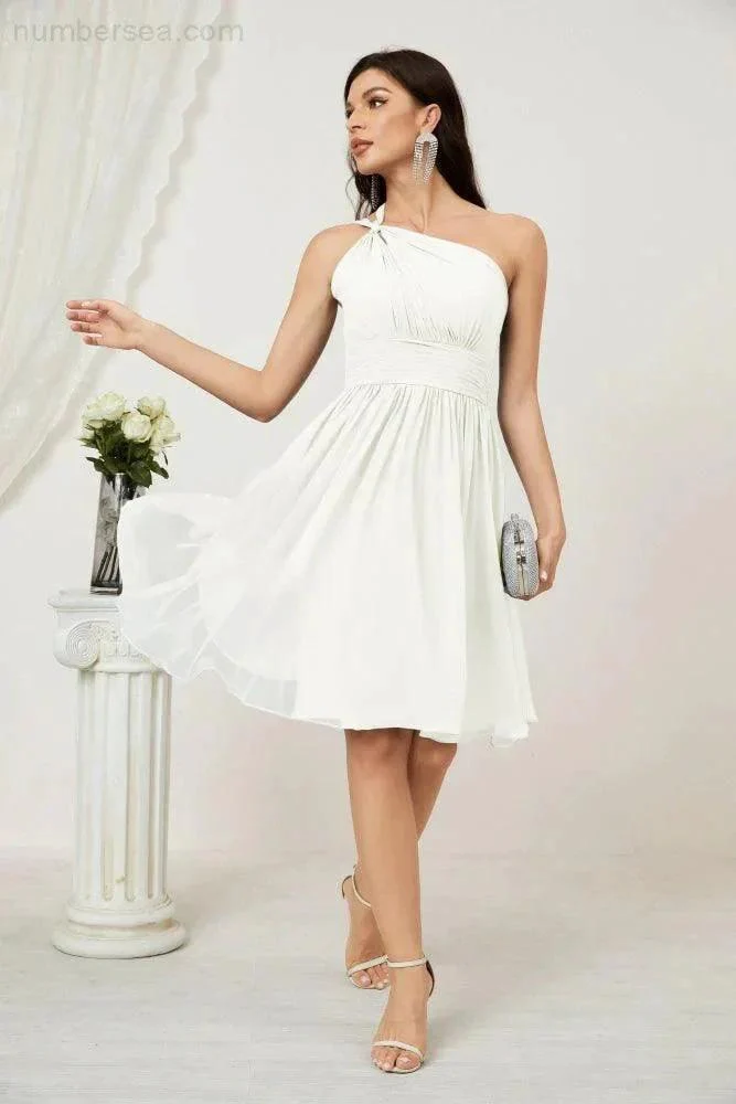Numbersea Women Chiffon Short One Shoulder Bridesmaid Dress Formal Dresses for Party Homecoming  2804 - Image 104