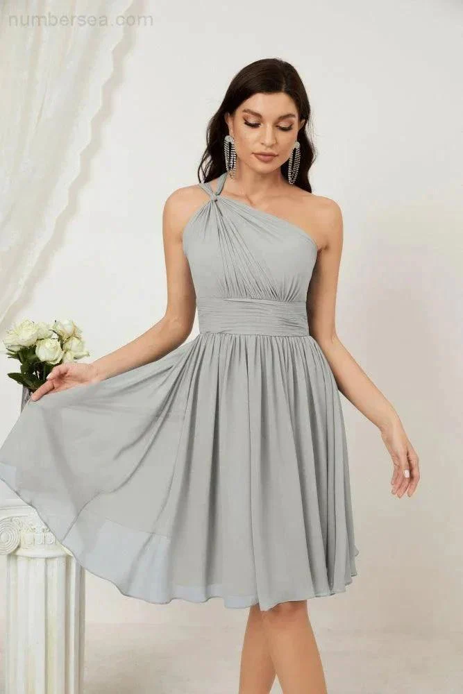 Numbersea Women Chiffon Short One Shoulder Bridesmaid Dress Formal Dresses for Party Homecoming  2804 - Image 106