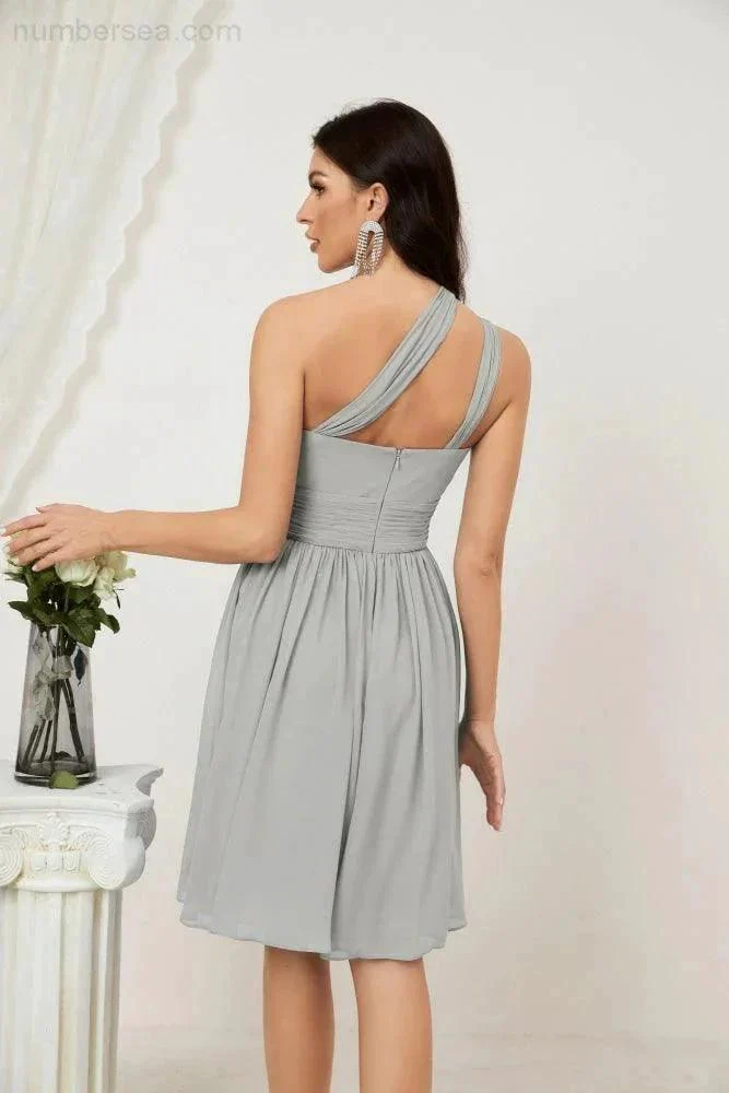 Numbersea Women Chiffon Short One Shoulder Bridesmaid Dress Formal Dresses for Party Homecoming  2804 - Image 107