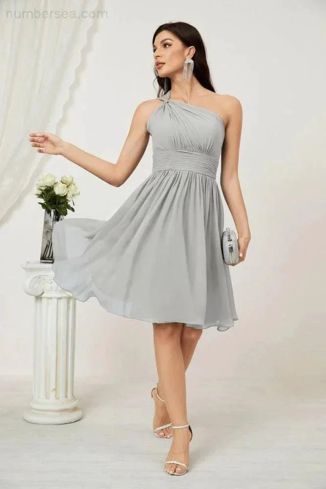 Numbersea Women Chiffon Short One Shoulder Bridesmaid Dress Formal Dresses for Party Homecoming  2804 - Image 108