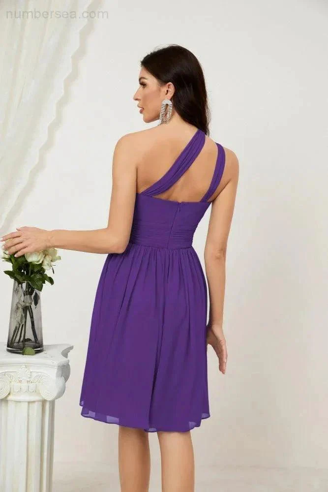 Numbersea Women Chiffon Short One Shoulder Bridesmaid Dress Formal Dresses for Party Homecoming  2804 - Image 110