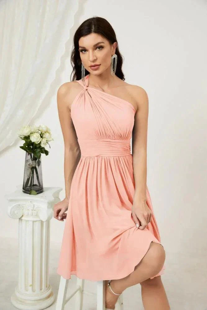 Numbersea Women Chiffon Short One Shoulder Bridesmaid Dress Formal Dresses for Party Homecoming  2804 - Image 113