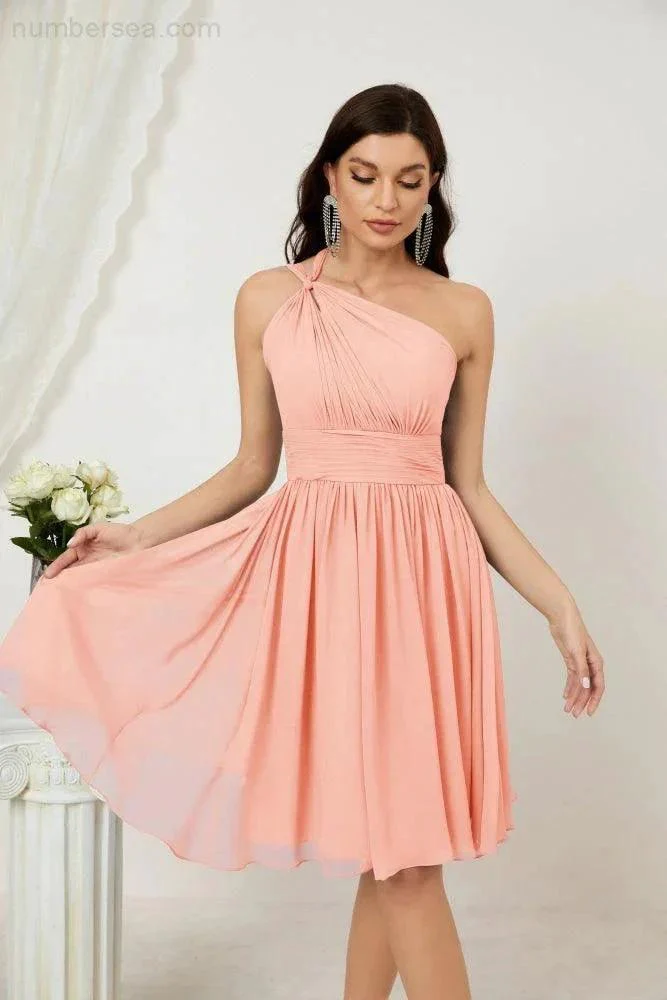 Numbersea Women Chiffon Short One Shoulder Bridesmaid Dress Formal Dresses for Party Homecoming  2804 - Image 114