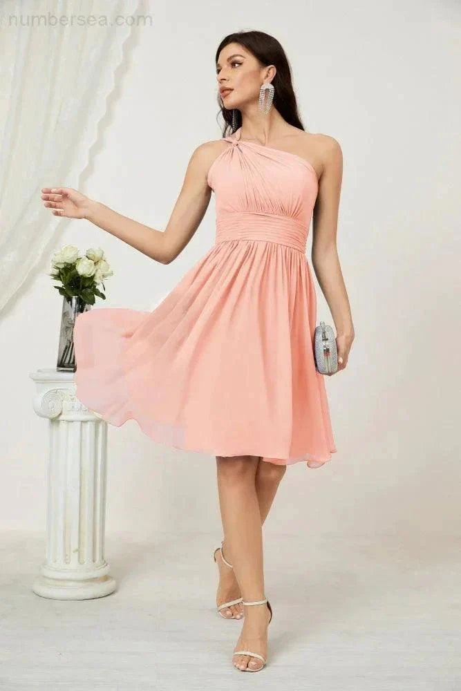 Numbersea Women Chiffon Short One Shoulder Bridesmaid Dress Formal Dresses for Party Homecoming  2804 - Image 116
