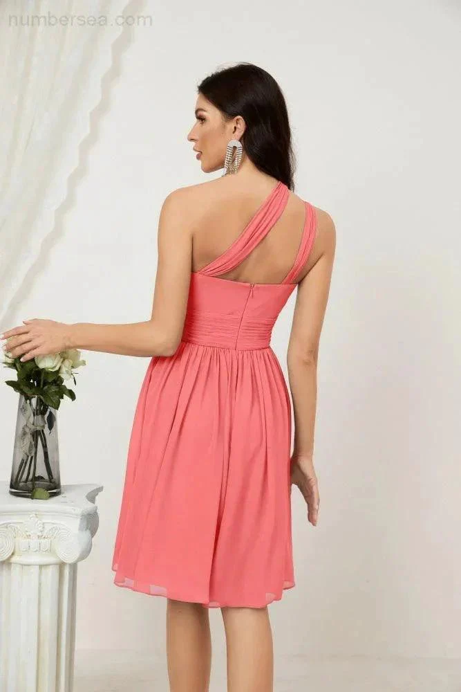Numbersea Women Chiffon Short One Shoulder Bridesmaid Dress Formal Dresses for Party Homecoming  2804 - Image 119