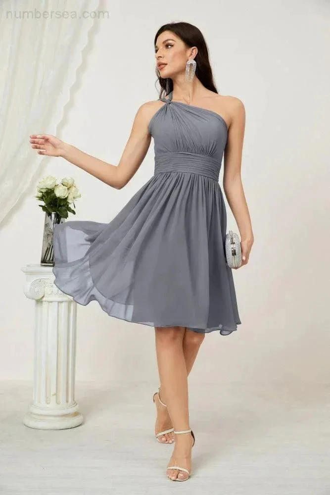 Numbersea Women Chiffon Short One Shoulder Bridesmaid Dress Formal Dresses for Party Homecoming  2804 - Image 12