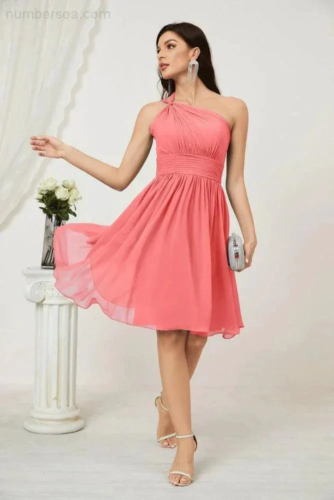 Numbersea Women Chiffon Short One Shoulder Bridesmaid Dress Formal Dresses for Party Homecoming  2804 - Image 120