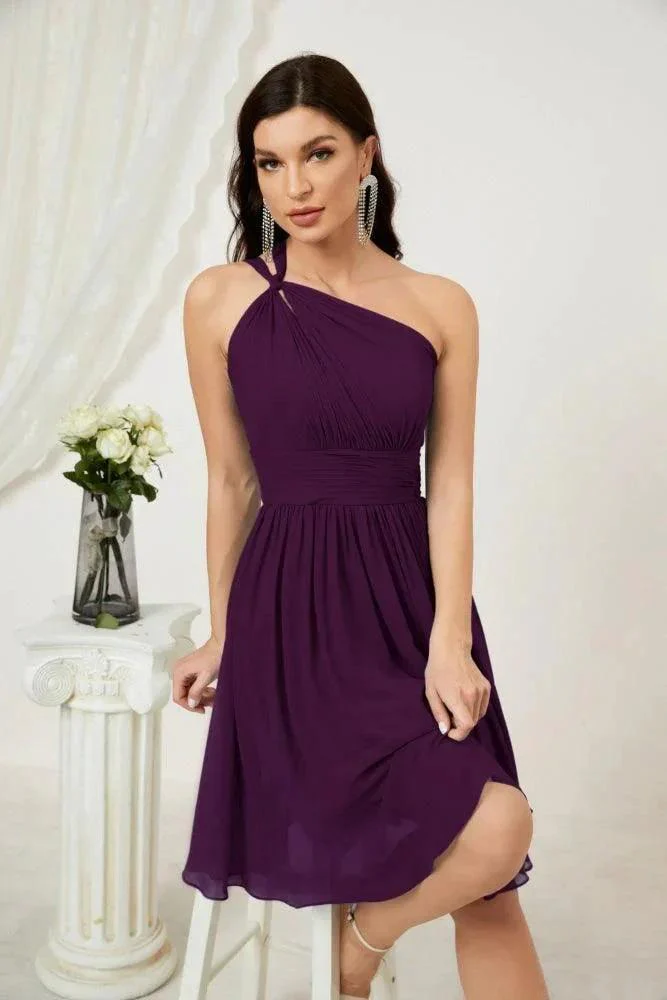 Numbersea Women Chiffon Short One Shoulder Bridesmaid Dress Formal Dresses for Party Homecoming  2804 - Image 121