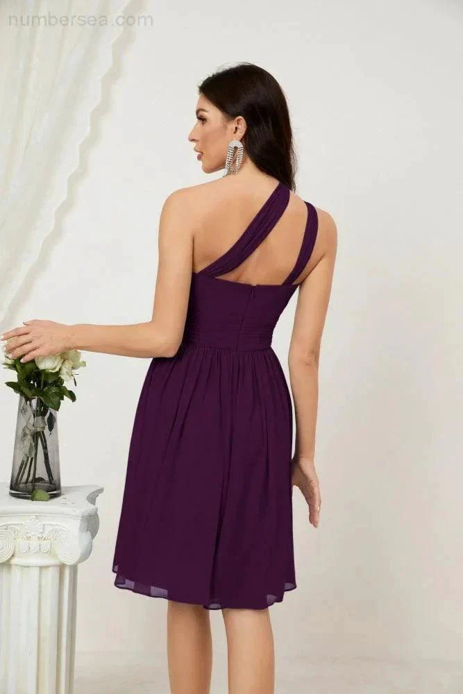 Numbersea Women Chiffon Short One Shoulder Bridesmaid Dress Formal Dresses for Party Homecoming  2804 - Image 122