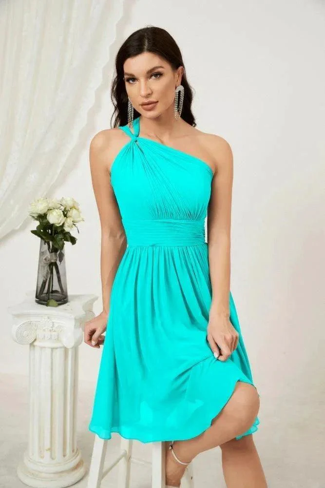 Numbersea Women Chiffon Short One Shoulder Bridesmaid Dress Formal Dresses for Party Homecoming  2804 - Image 125