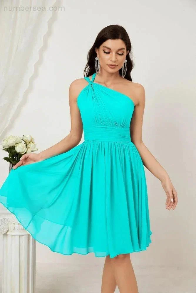 Numbersea Women Chiffon Short One Shoulder Bridesmaid Dress Formal Dresses for Party Homecoming  2804 - Image 126