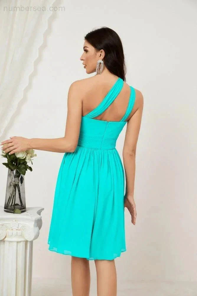 Numbersea Women Chiffon Short One Shoulder Bridesmaid Dress Formal Dresses for Party Homecoming  2804 - Image 127