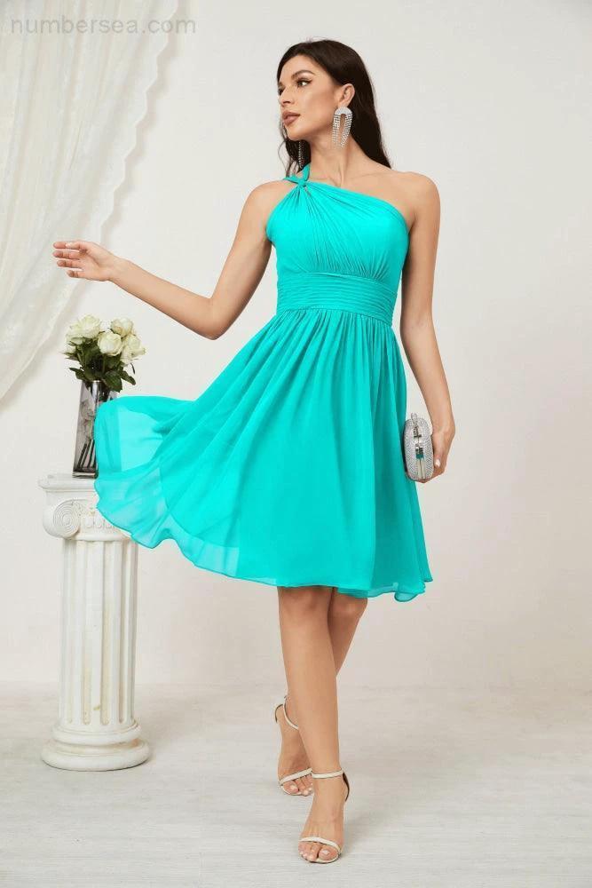 Numbersea Women Chiffon Short One Shoulder Bridesmaid Dress Formal Dresses for Party Homecoming  2804 - Image 128
