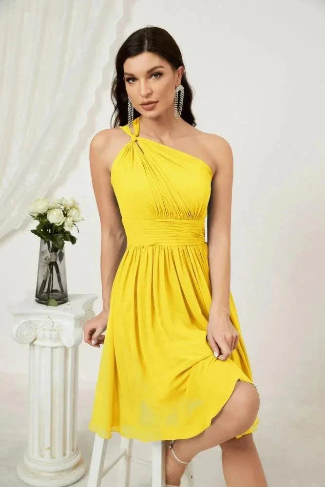 Numbersea Women Chiffon Short One Shoulder Bridesmaid Dress Formal Dresses for Party Homecoming  2804 - Image 129