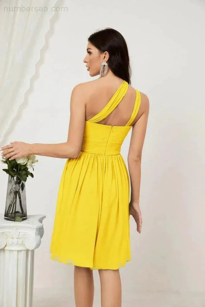 Numbersea Women Chiffon Short One Shoulder Bridesmaid Dress Formal Dresses for Party Homecoming  2804 - Image 131