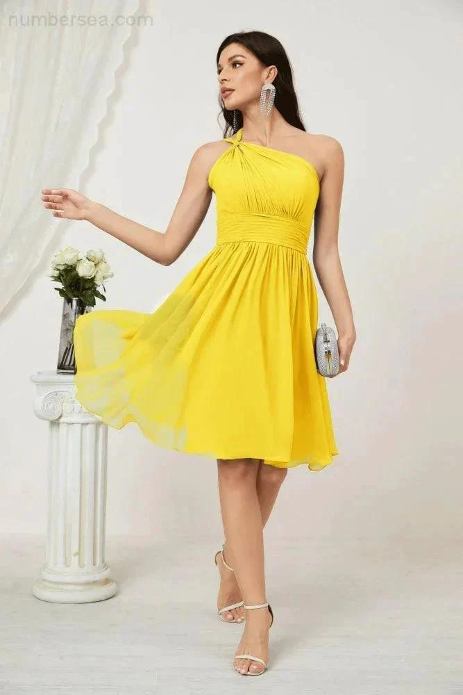 Numbersea Women Chiffon Short One Shoulder Bridesmaid Dress Formal Dresses for Party Homecoming  2804 - Image 132