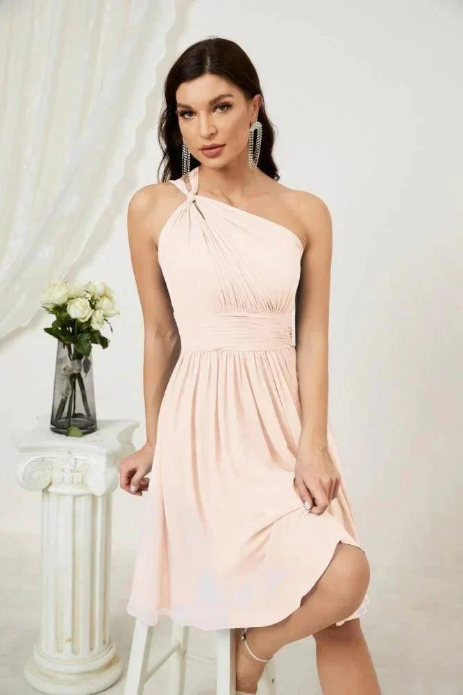 Numbersea Women Chiffon Short One Shoulder Bridesmaid Dress Formal Dresses for Party Homecoming  2804 - Image 137