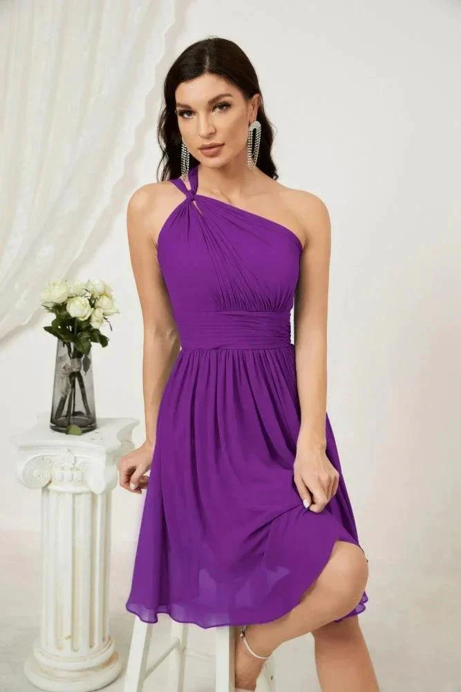 Numbersea Women Chiffon Short One Shoulder Bridesmaid Dress Formal Dresses for Party Homecoming  2804 - Image 141