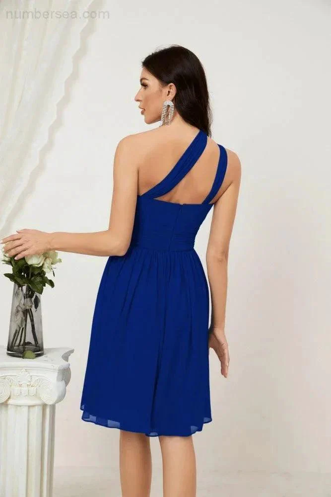 Numbersea Women Chiffon Short One Shoulder Bridesmaid Dress Formal Dresses for Party Homecoming  2804 - Image 147