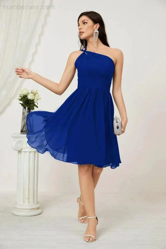 Numbersea Women Chiffon Short One Shoulder Bridesmaid Dress Formal Dresses for Party Homecoming  2804 - Image 148