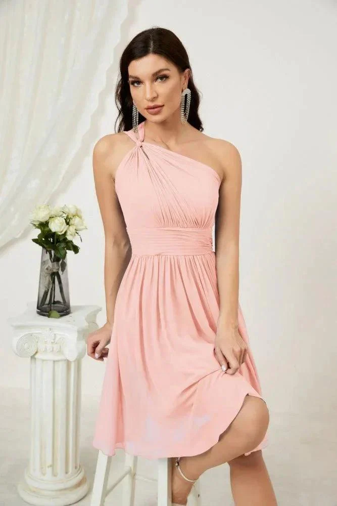 Numbersea Women Chiffon Short One Shoulder Bridesmaid Dress Formal Dresses for Party Homecoming  2804 - Image 157