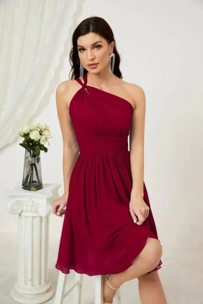 Numbersea Women Chiffon Short One Shoulder Bridesmaid Dress Formal Dresses for Party Homecoming  2804 - Image 161
