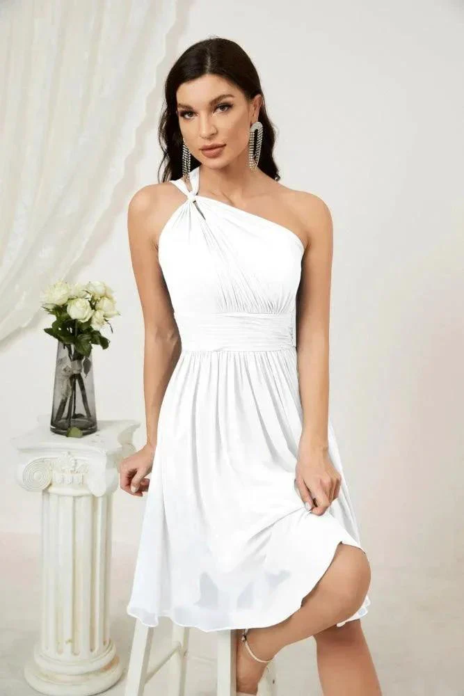 Numbersea Women Chiffon Short One Shoulder Bridesmaid Dress Formal Dresses for Party Homecoming  2804 - Image 165
