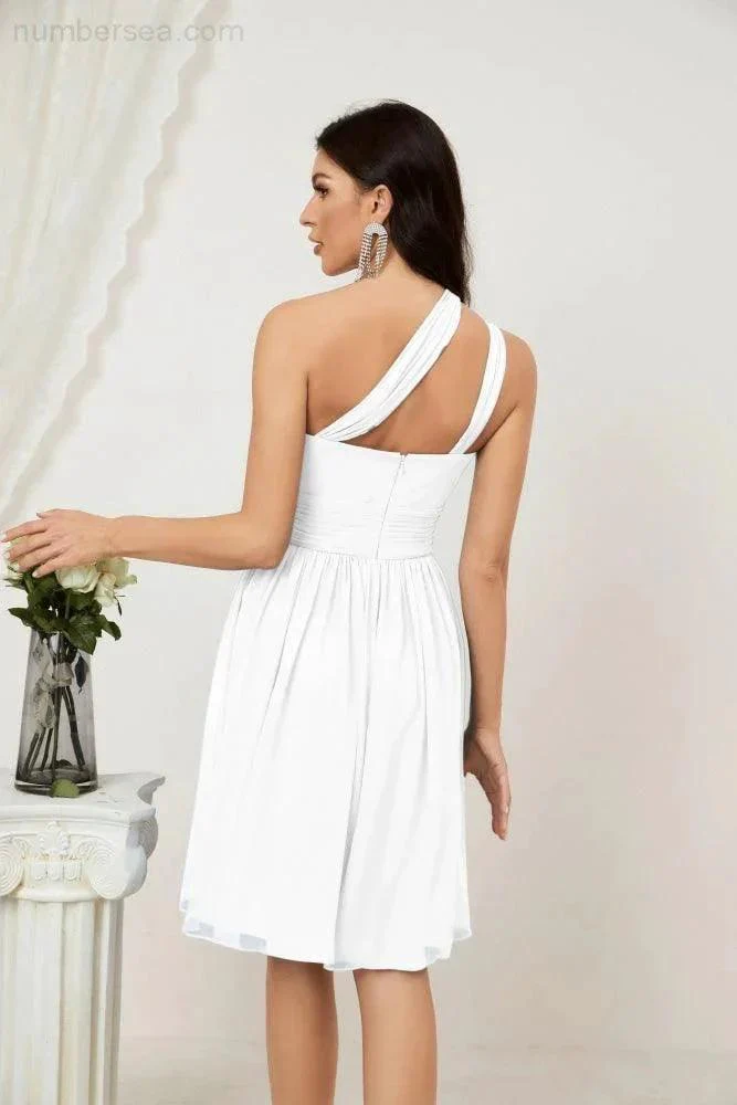 Numbersea Women Chiffon Short One Shoulder Bridesmaid Dress Formal Dresses for Party Homecoming  2804 - Image 166