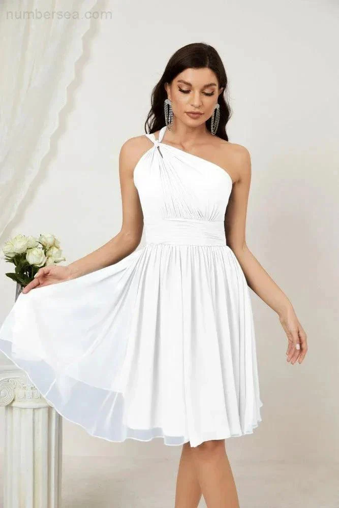 Numbersea Women Chiffon Short One Shoulder Bridesmaid Dress Formal Dresses for Party Homecoming  2804 - Image 167
