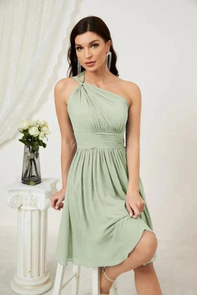 Numbersea Women Chiffon Short One Shoulder Bridesmaid Dress Formal Dresses for Party Homecoming  2804 - Image 17