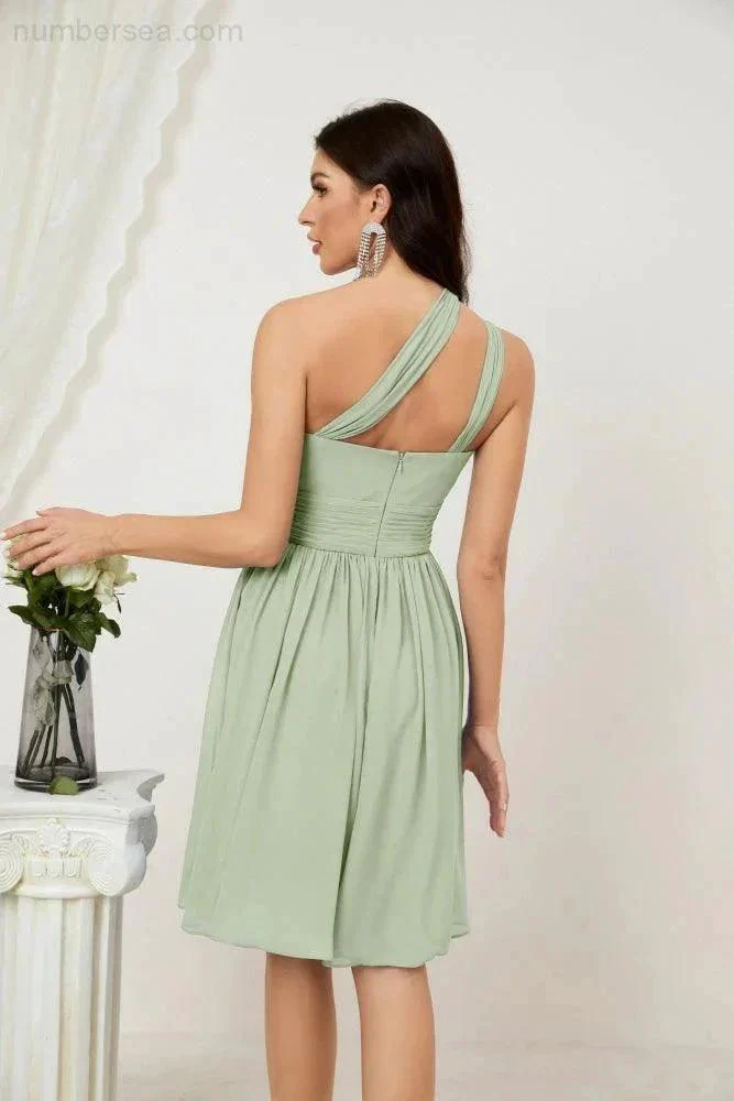 Numbersea Women Chiffon Short One Shoulder Bridesmaid Dress Formal Dresses for Party Homecoming  2804 - Image 18