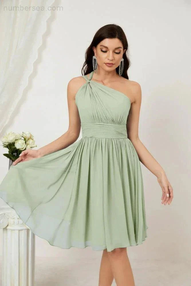 Numbersea Women Chiffon Short One Shoulder Bridesmaid Dress Formal Dresses for Party Homecoming  2804 - Image 19