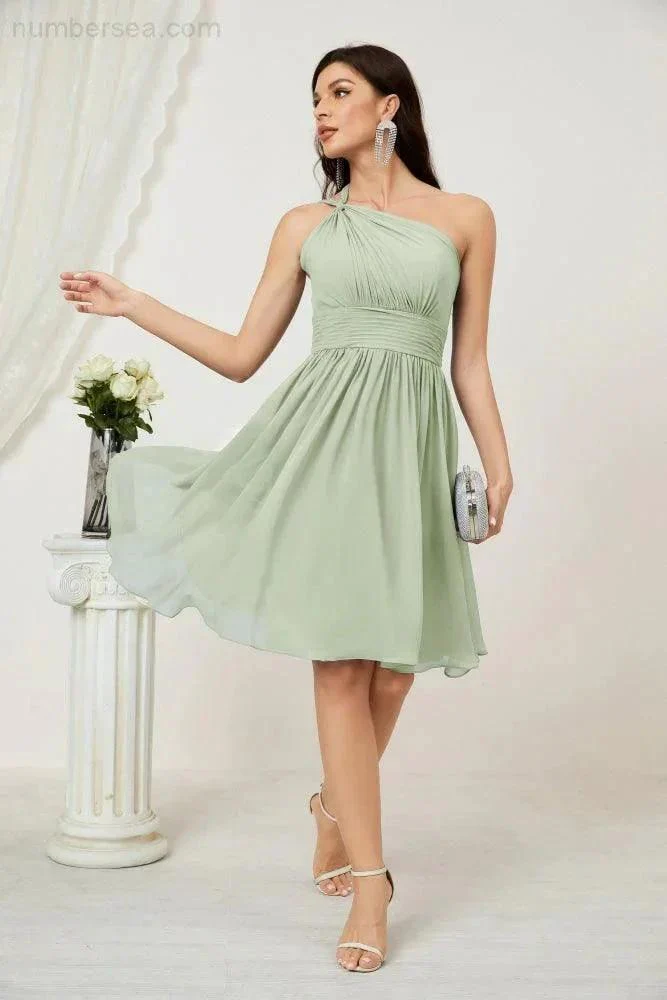 Numbersea Women Chiffon Short One Shoulder Bridesmaid Dress Formal Dresses for Party Homecoming  2804 - Image 20