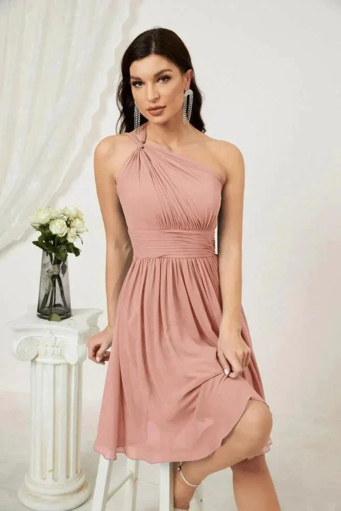 Numbersea Women Chiffon Short One Shoulder Bridesmaid Dress Formal Dresses for Party Homecoming  2804 - Image 21